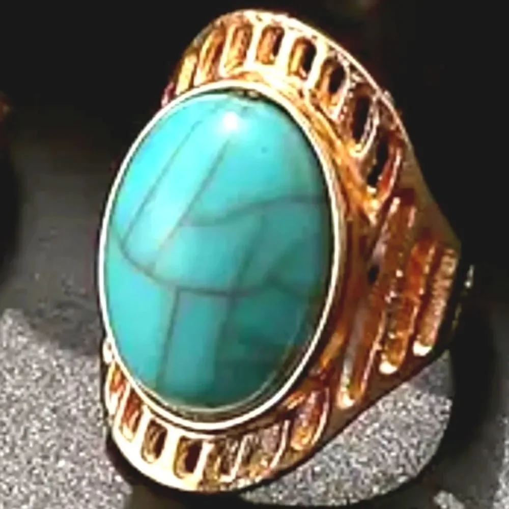 Hand crafted vintage bohemian turquoise ring unisex